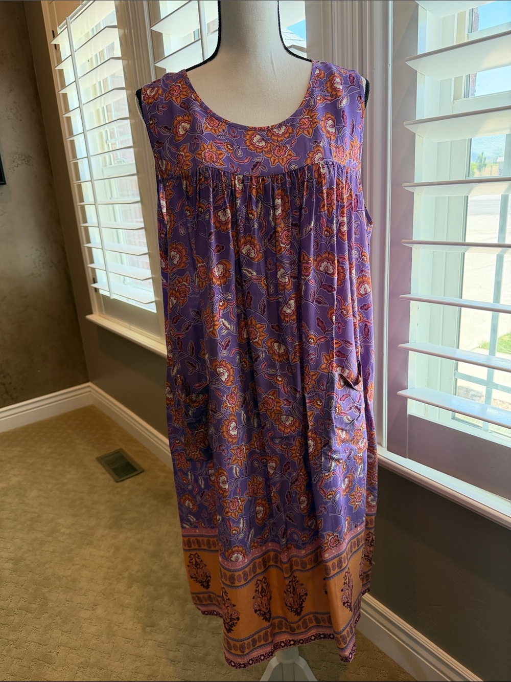 NWT Women's Floral Bohemia Swing Dress Sleeveless Flowy Loose Badydoll XXL - Picture 4 of 17
